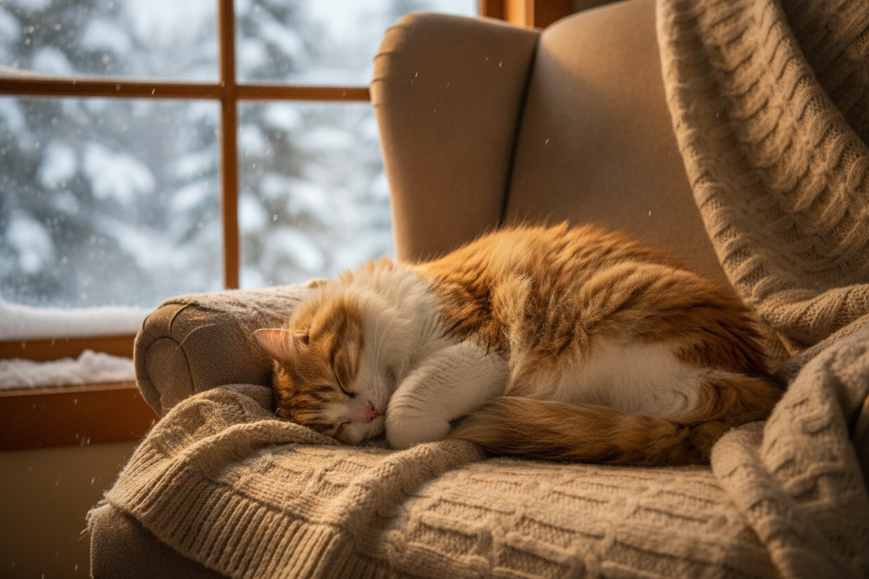 Chat en hiver : température, confort et précautions pour le protéger du froid